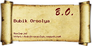 Bubik Orsolya névjegykártya